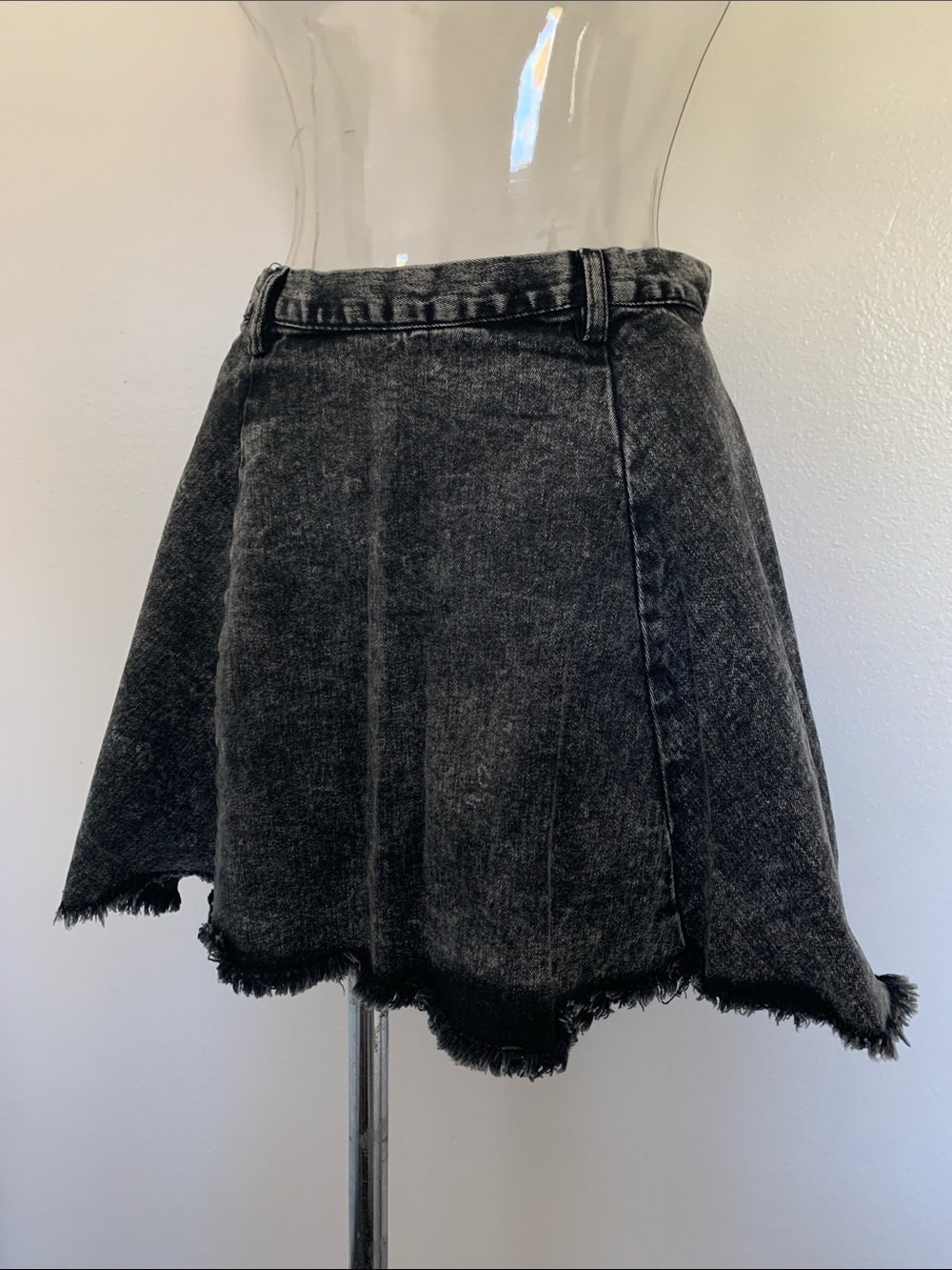 Acid Wash Denim Circle Skater Mini Skirt